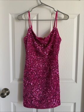 Lulu's Fuchsia Sequin Mini Dress